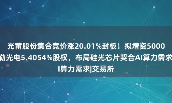 光莆股份集合竞价涨20.01%封板！拟增资5000万获赛勒光电5.4054%股权，布局硅光芯片契合AI算力需求|交易所