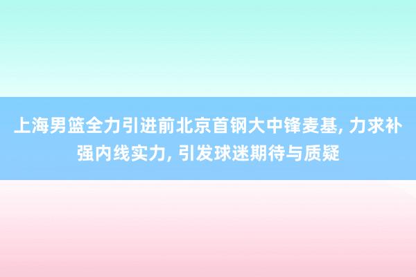 上海男篮全力引进前北京首钢大中锋麦基, 力求补强内线实力, 引发球迷期待与质疑