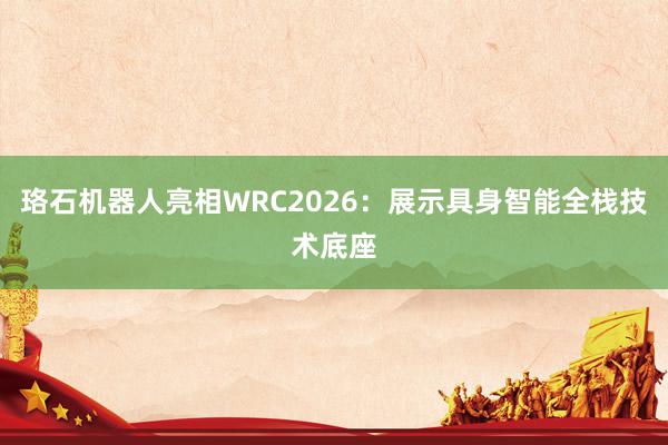 珞石机器人亮相WRC2026：展示具身智能全栈技术底座