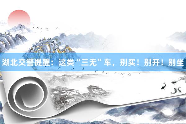 湖北交警提醒：这类“三无”车，别买！别开！别坐