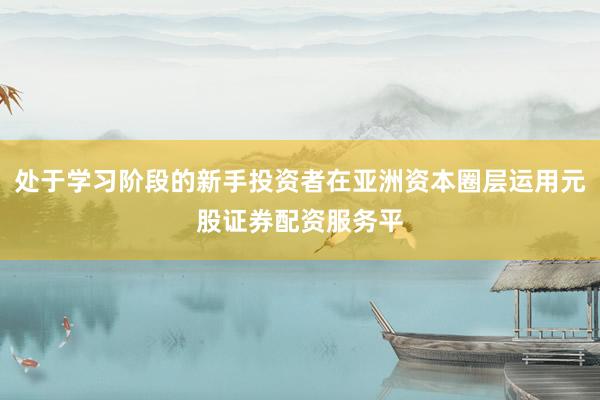 处于学习阶段的新手投资者在亚洲资本圈层运用元股证券配资服务平