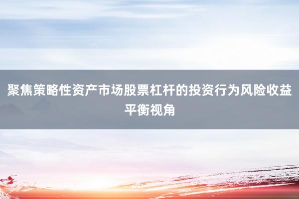 聚焦策略性资产市场股票杠杆的投资行为风险收益平衡视角