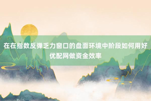 在在指数反弹乏力窗口的盘面环境中阶段如何用好优配网做资金效率