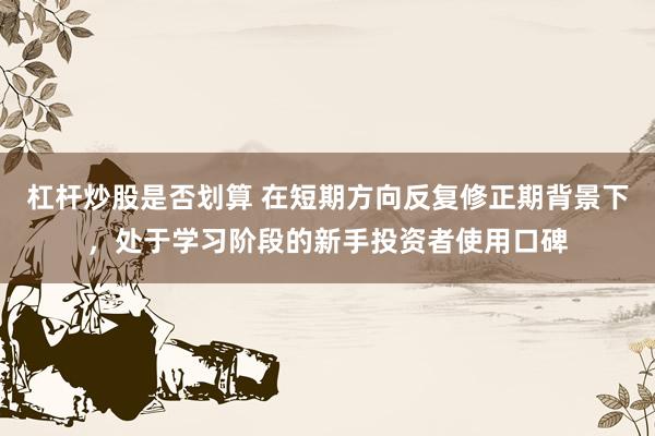 杠杆炒股是否划算 在短期方向反复修正期背景下，处于学习阶段的新手投资者使用口碑