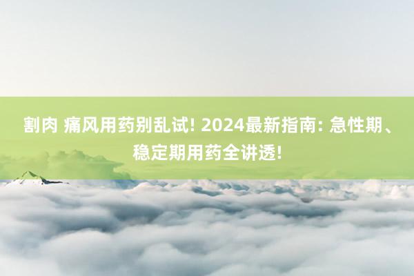 割肉 痛风用药别乱试! 2024最新指南: 急性期、稳定期用药全讲透!