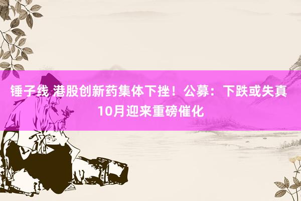 锤子线 港股创新药集体下挫！公募：下跌或失真 10月迎来重磅催化